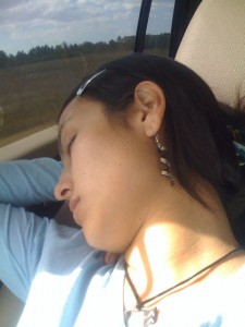 Yeni sleeps in the Everglades