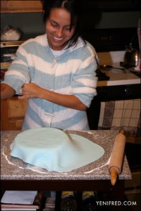 My girl (with my grandmas rolling pin)