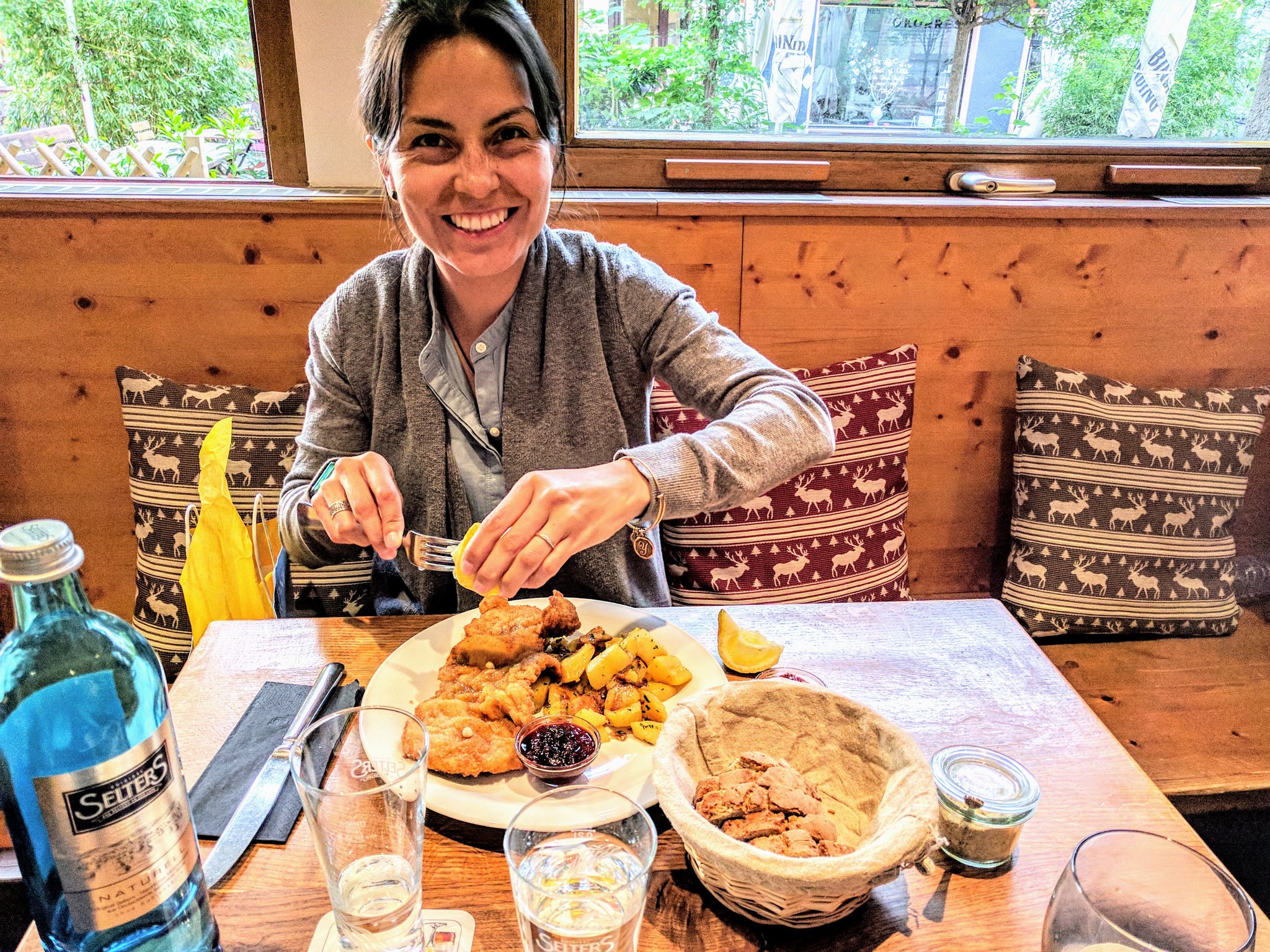 Yeni enjoying some amazing food in Germany