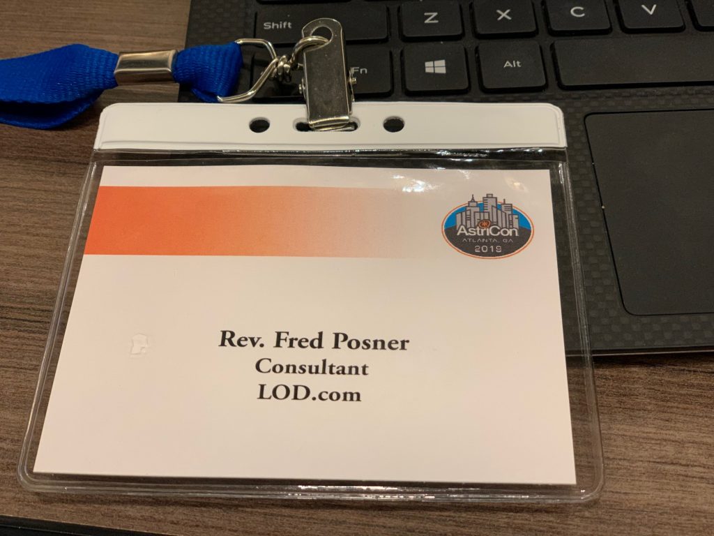 namebadge for the Reverend Fred Posner